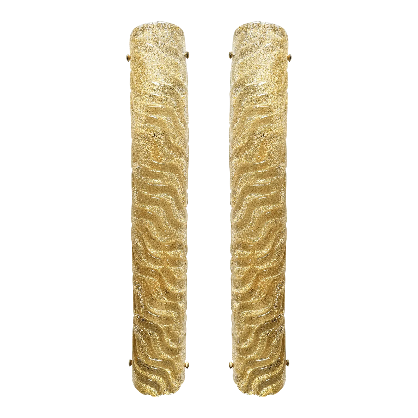 Set Of Two Venetian Gold “Graniglia” Murano Glass Wall Sconce