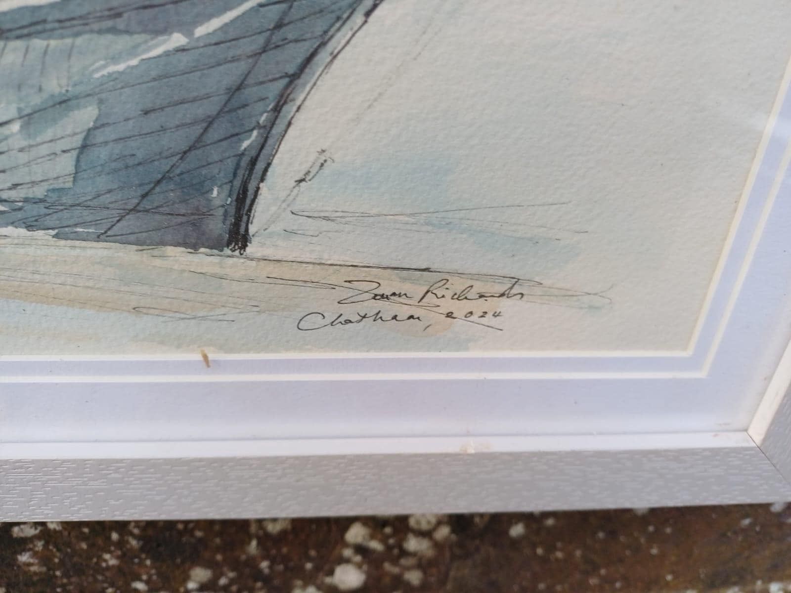 Original Nautical Ship Watercolour, “Nao Victoria” Chatham, Signed Maritime Painting By Z Richards, Historic Sailing Vessel In White Frame photo for sale