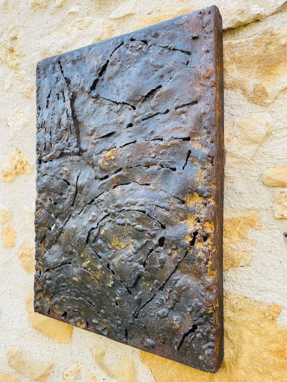 photo vintage Mid Century American Brutalist Wall Sculpture By Irv Bramberg, 1960s, Set Of 3
