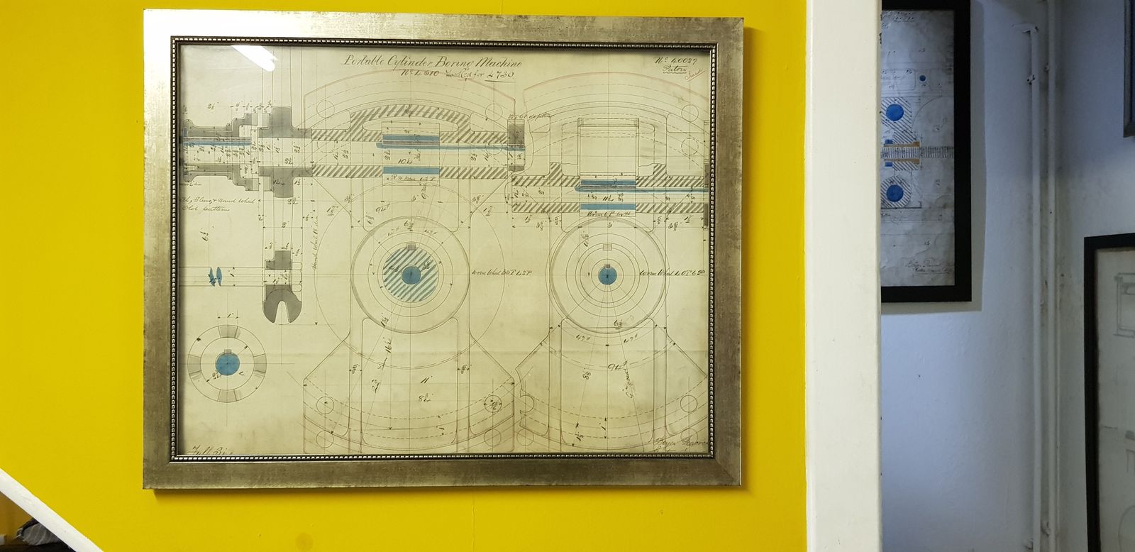 Genuine Hand Drawn Technical Drawing Of A 'Portable Cylinder Boring Machine ' For The Railway