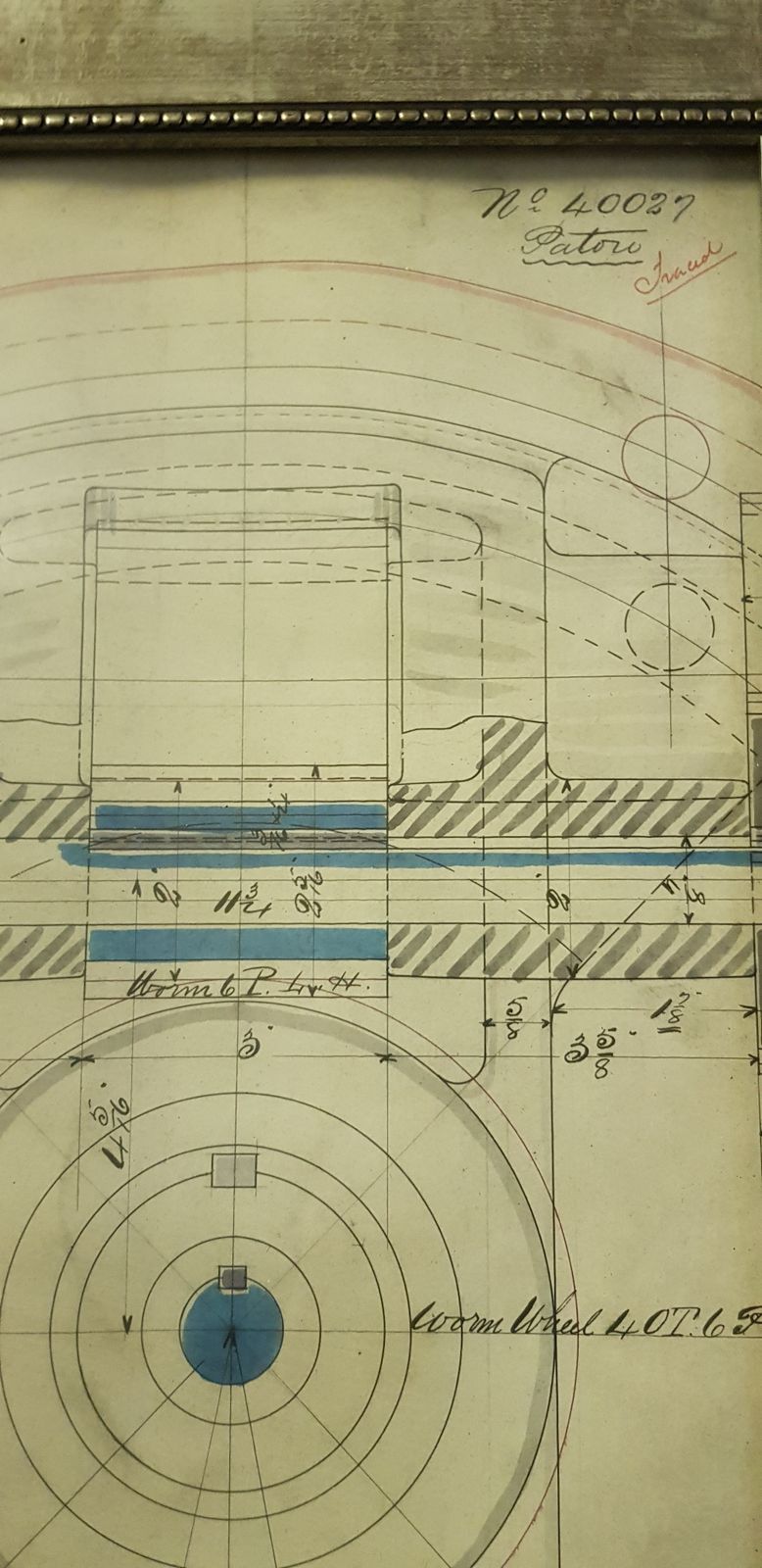 Genuine Hand Drawn Technical Drawing Of A 'Portable Cylinder Boring Machine ' For The Railway photo vinterior