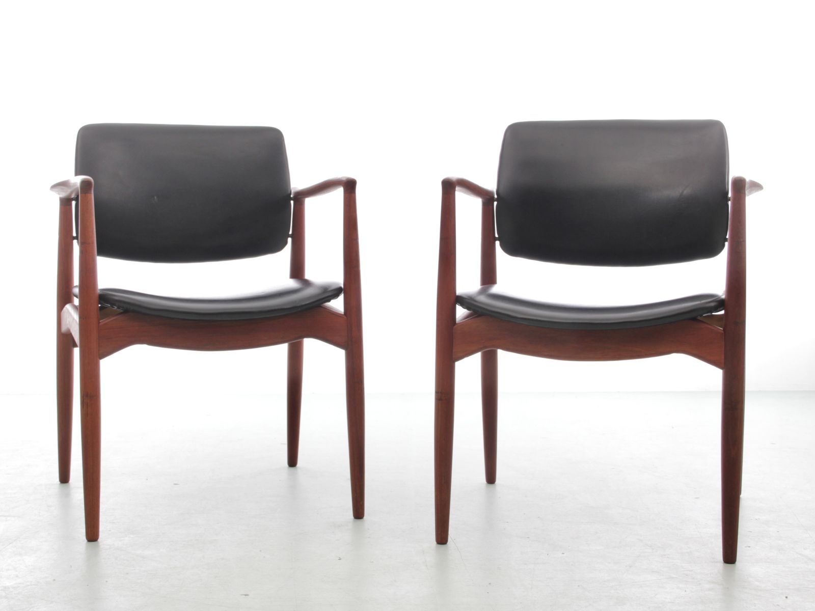 Mid Century Modern Danish Pair Of Armchair In Teak Model Captain 66 By Erik Buck