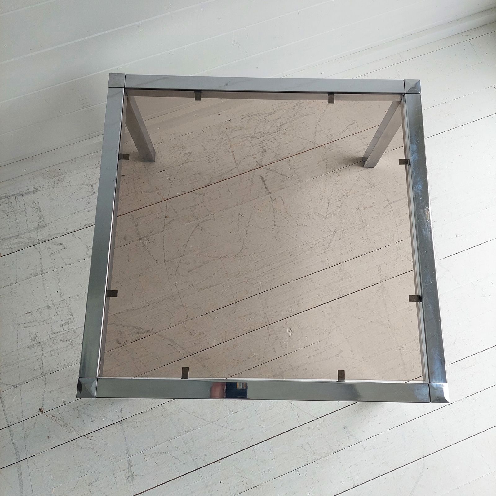 Mid Century Bauhaus Chrome And Smoked Glass Coffee Table, 1970s photo vinterior