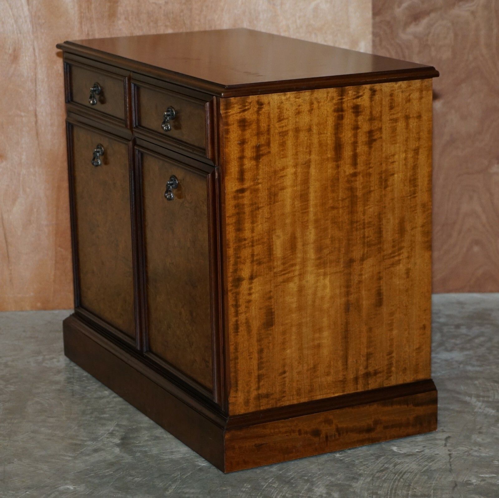 photo for sale Lovely Burr & Quarter Cut Walnut Sideboard With Twin Drawers & Cupboard Base