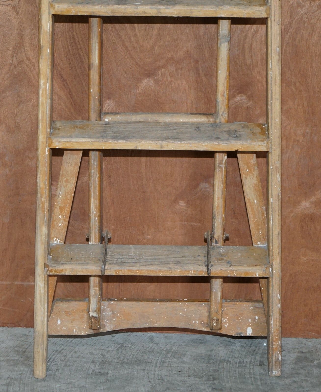 Antique Original Painted "The Patient Safety Ladder Company" Decorators Ladder photo vintage