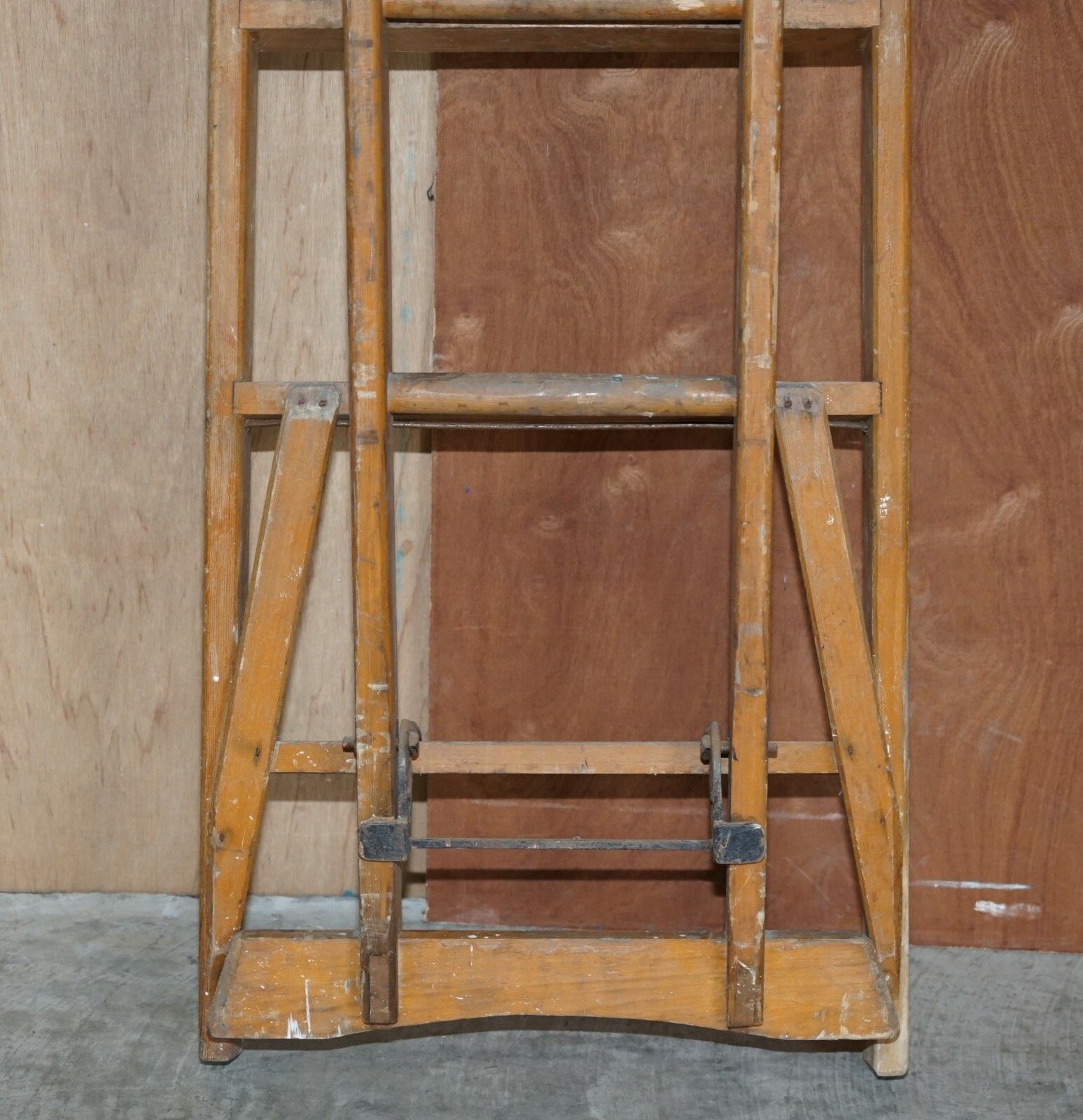photo for sale Antique Original Painted "The Patient Safety Ladder Company" Decorators Ladder