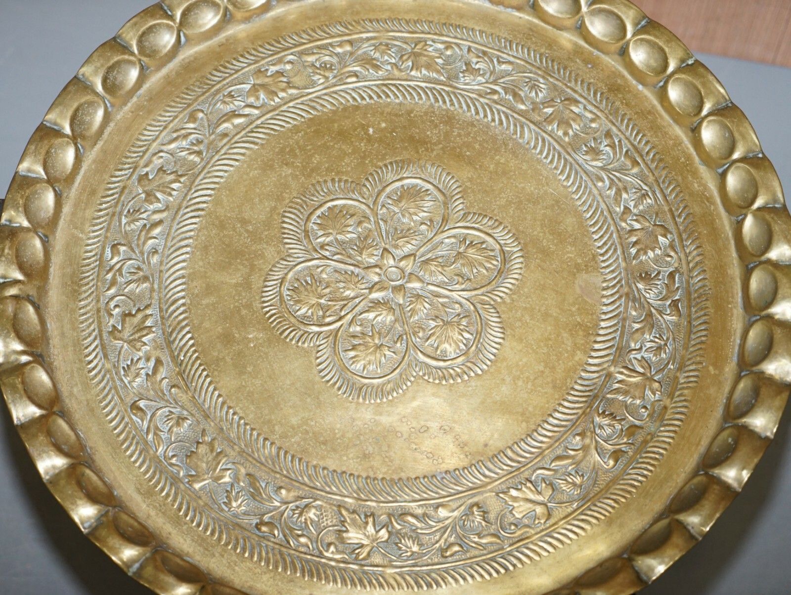 Very Rare Circa 1920 1940 Persian Moroccan Brass Topped Folding Occasional Table photo 850.0
