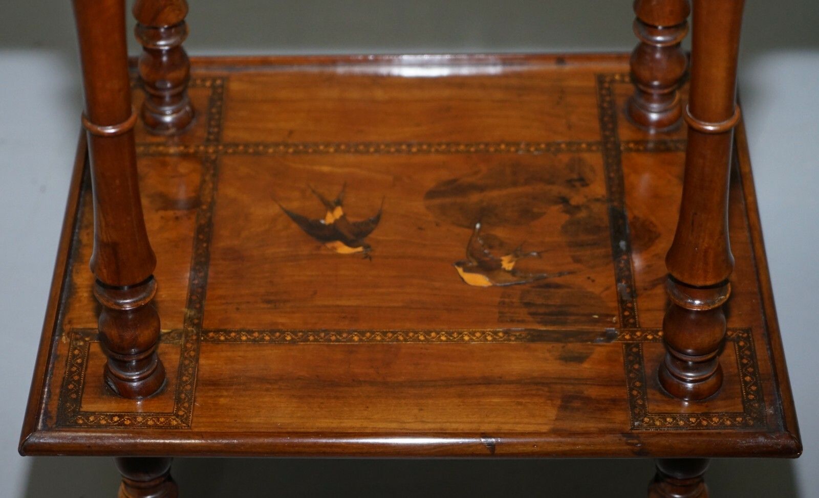 Rare 19th Century Italian Side Lamp Table Marquetry Inlaid Dancers To The Top photo buy