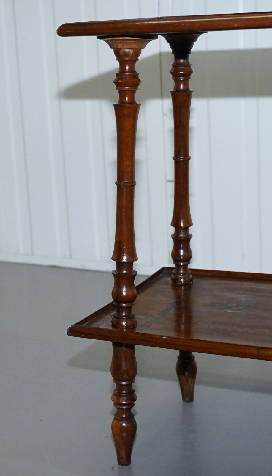 photo for sale Rare 19th Century Italian Side Lamp Table Marquetry Inlaid Dancers To The Top