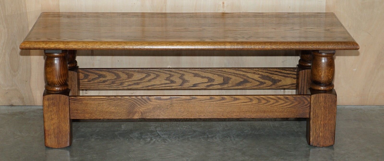 Vintage English Oak Coffee Table Made In The Style Of Edwardian Refectory Tables photo for sale