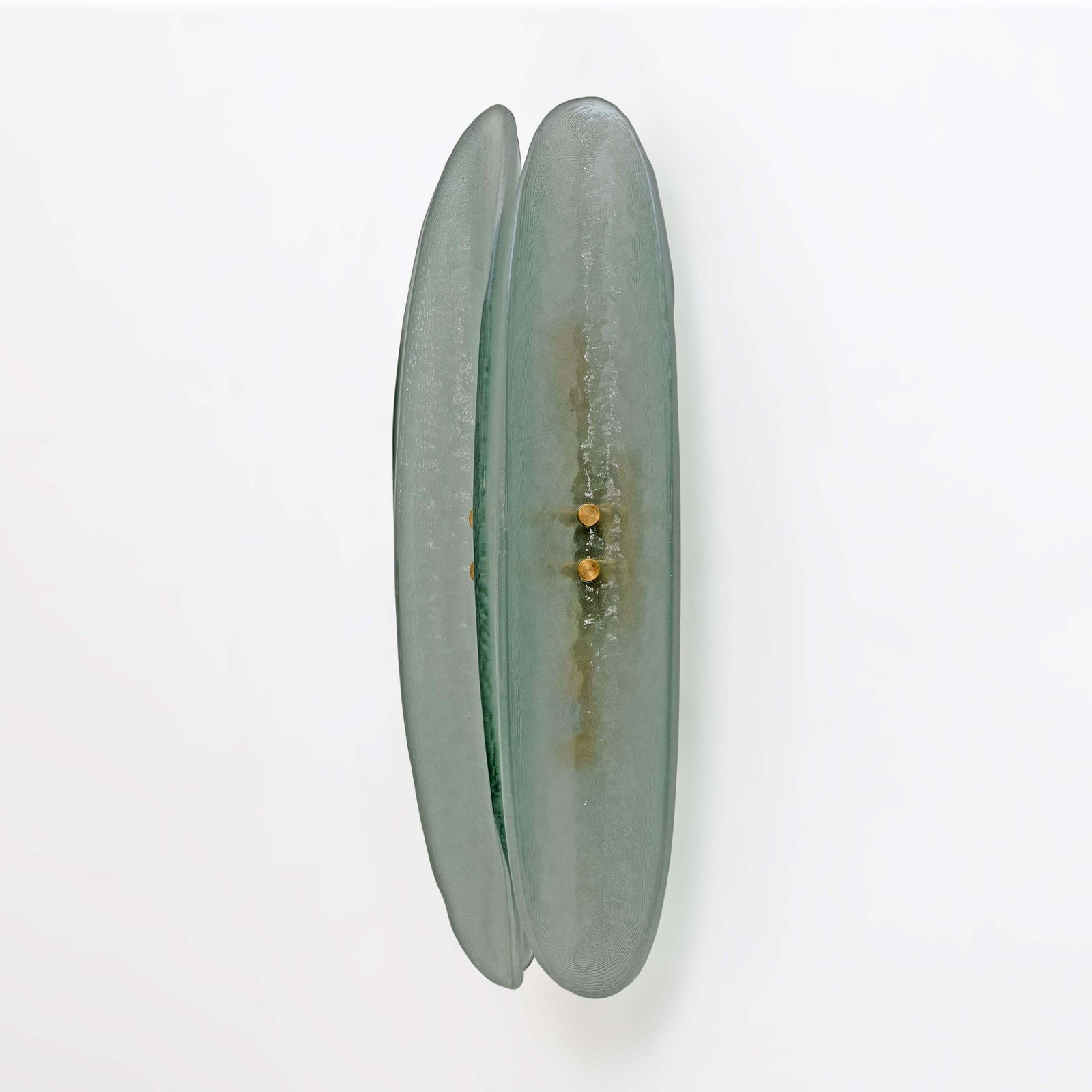 Pair Of Fontana Arte Style Mid Century Modern Aqua Green Murano Glass Sconces photo Lighting