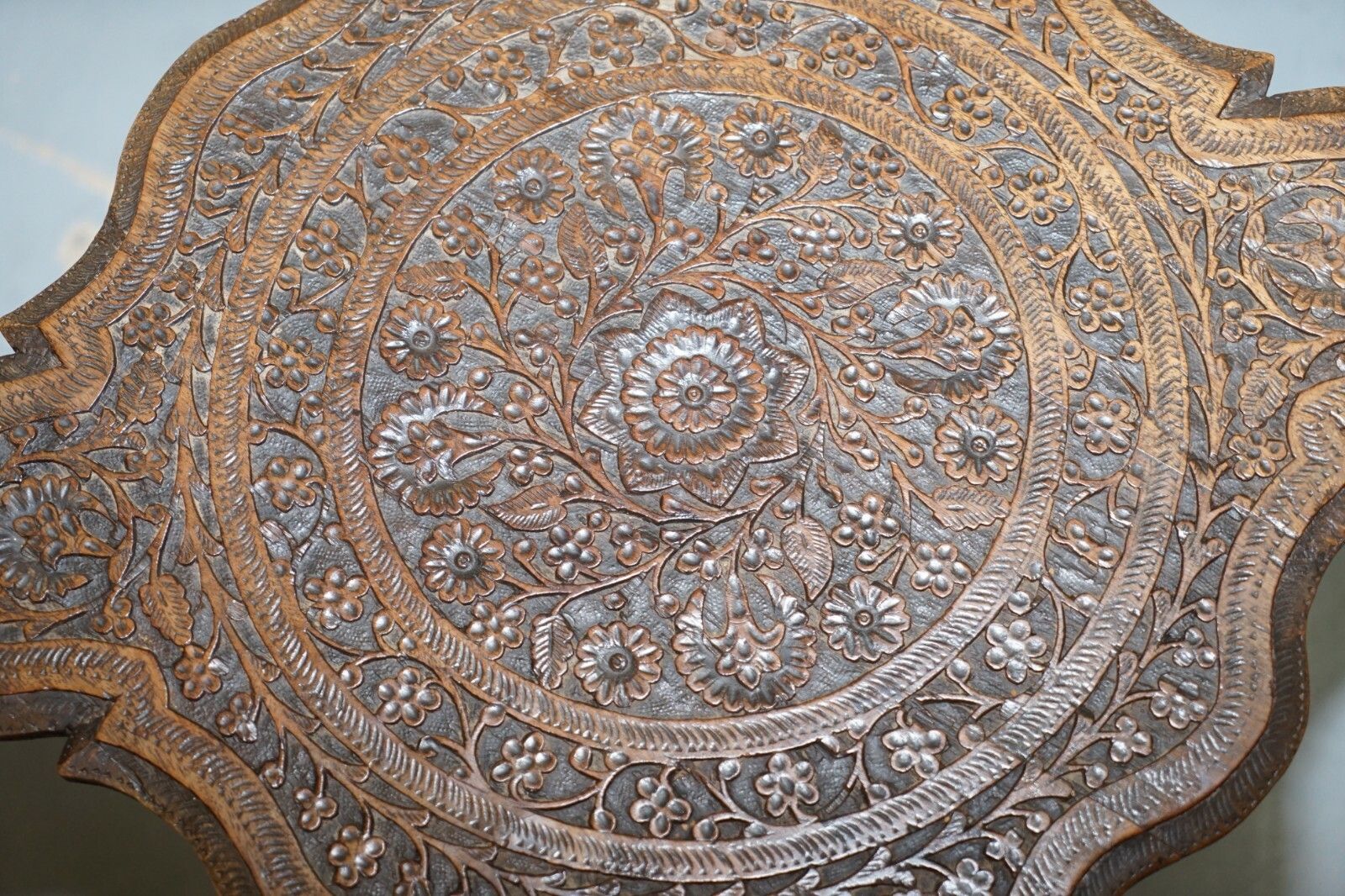 photo for sale Anglo Burmese Hand Carved 19th Century Rosewood Antique Side End Lamp Wine Table