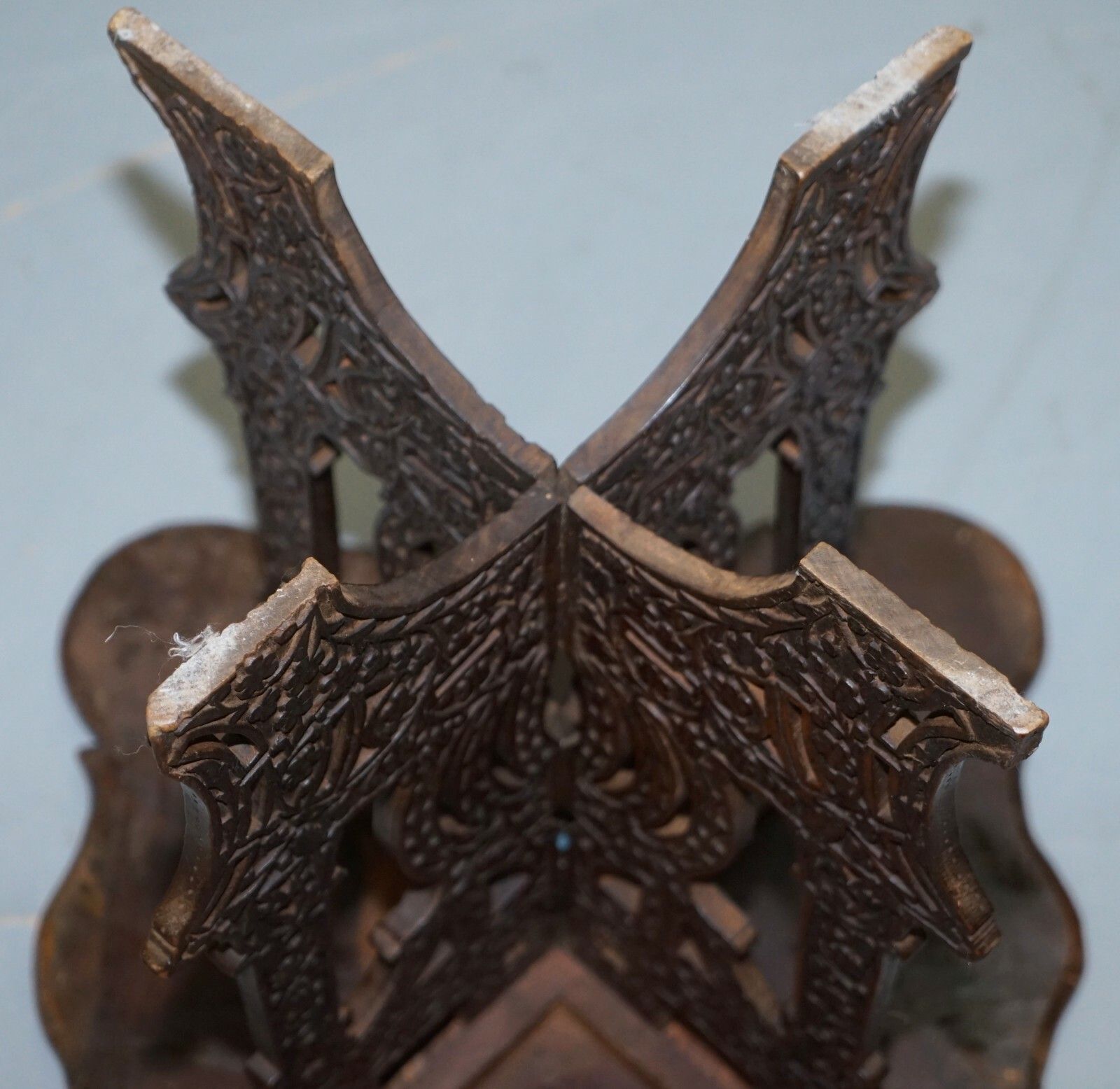 750.0 Anglo Burmese Hand Carved 19th Century Rosewood Antique Side End Lamp Wine Table photo