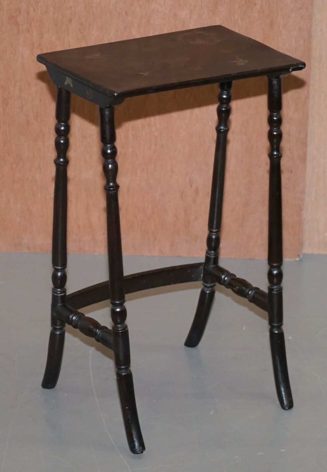 Furniture Nest Of Four Circa 1900 Chinese Chinoiserie Lacqurered Tables Hand Painted photo