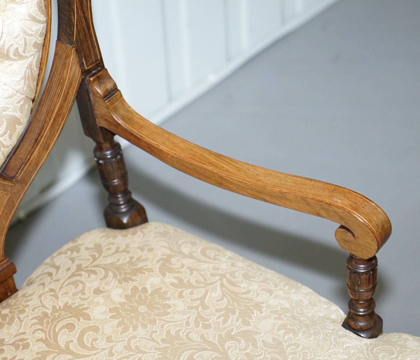 Stunning Rosewood Sheraton Revival Chesterfield Library Armchair Part Of A Suite photo Furniture