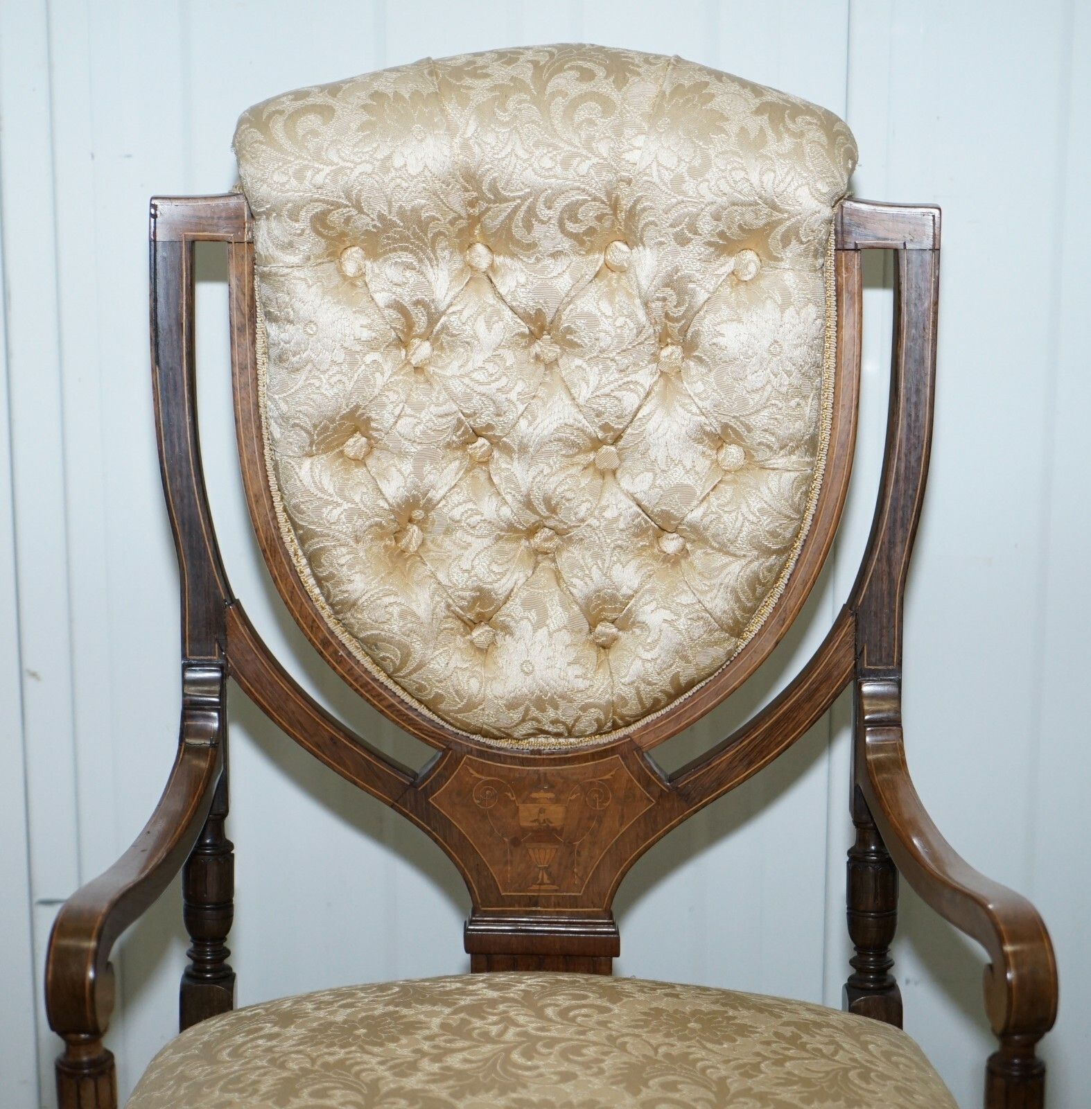 Stunning Rosewood Sheraton Revival Chesterfield Library Armchair Part Of A Suite photo vinterior