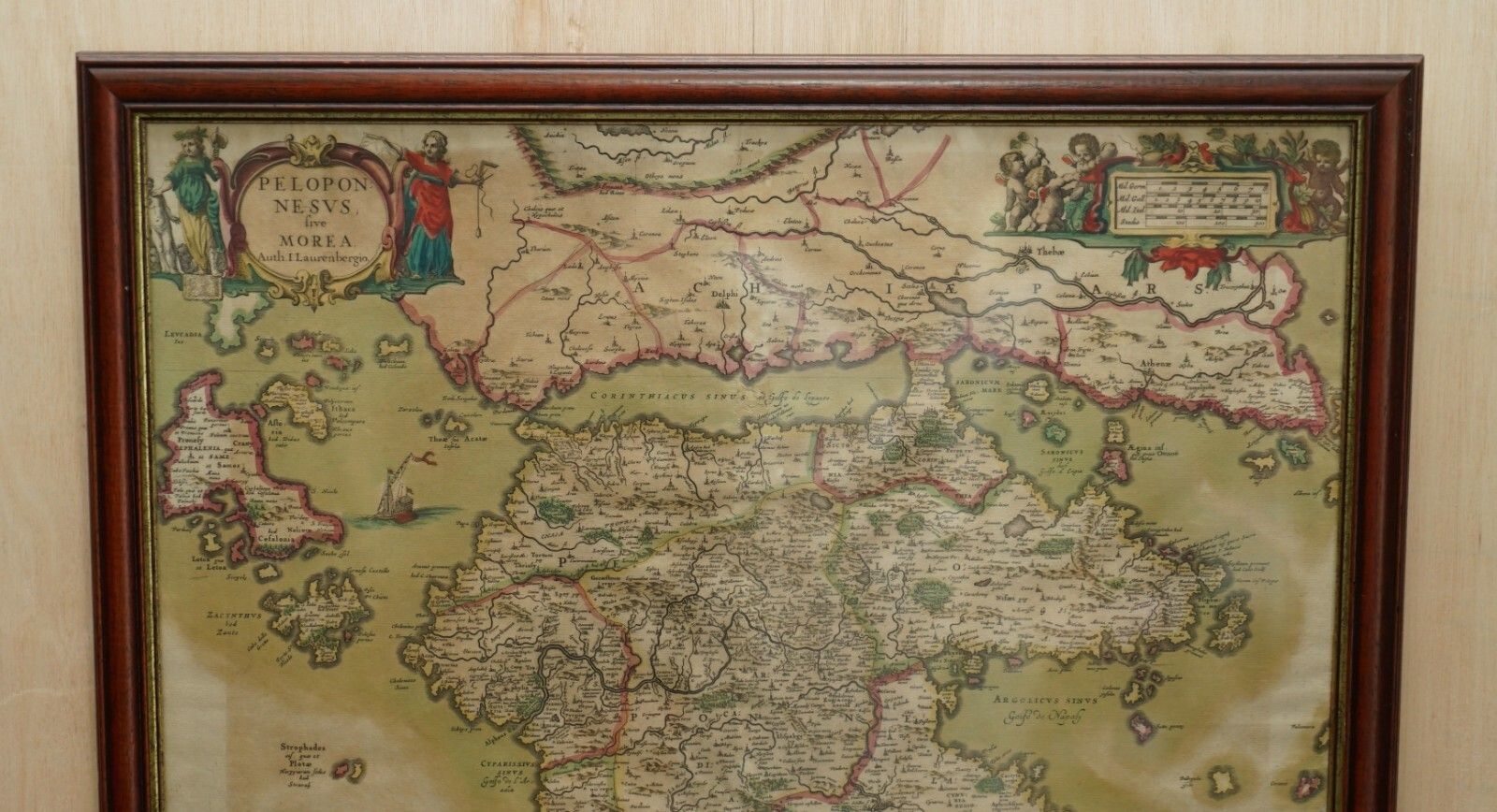 Greece 1660 Jan Jansson Watercolour Map Peloponesus Sive Morea I Laurenbergio photo furniture