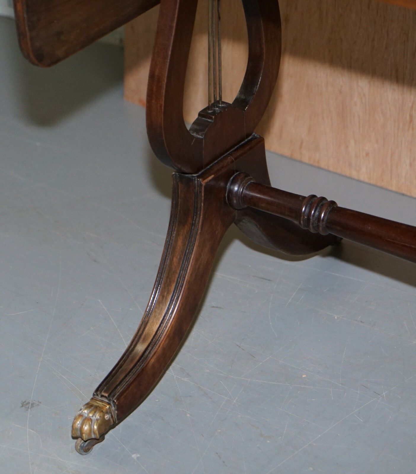 Large Extending Occasional Games Table In Burr Walnut Lion Paw Castors + Drawers photo vinterior