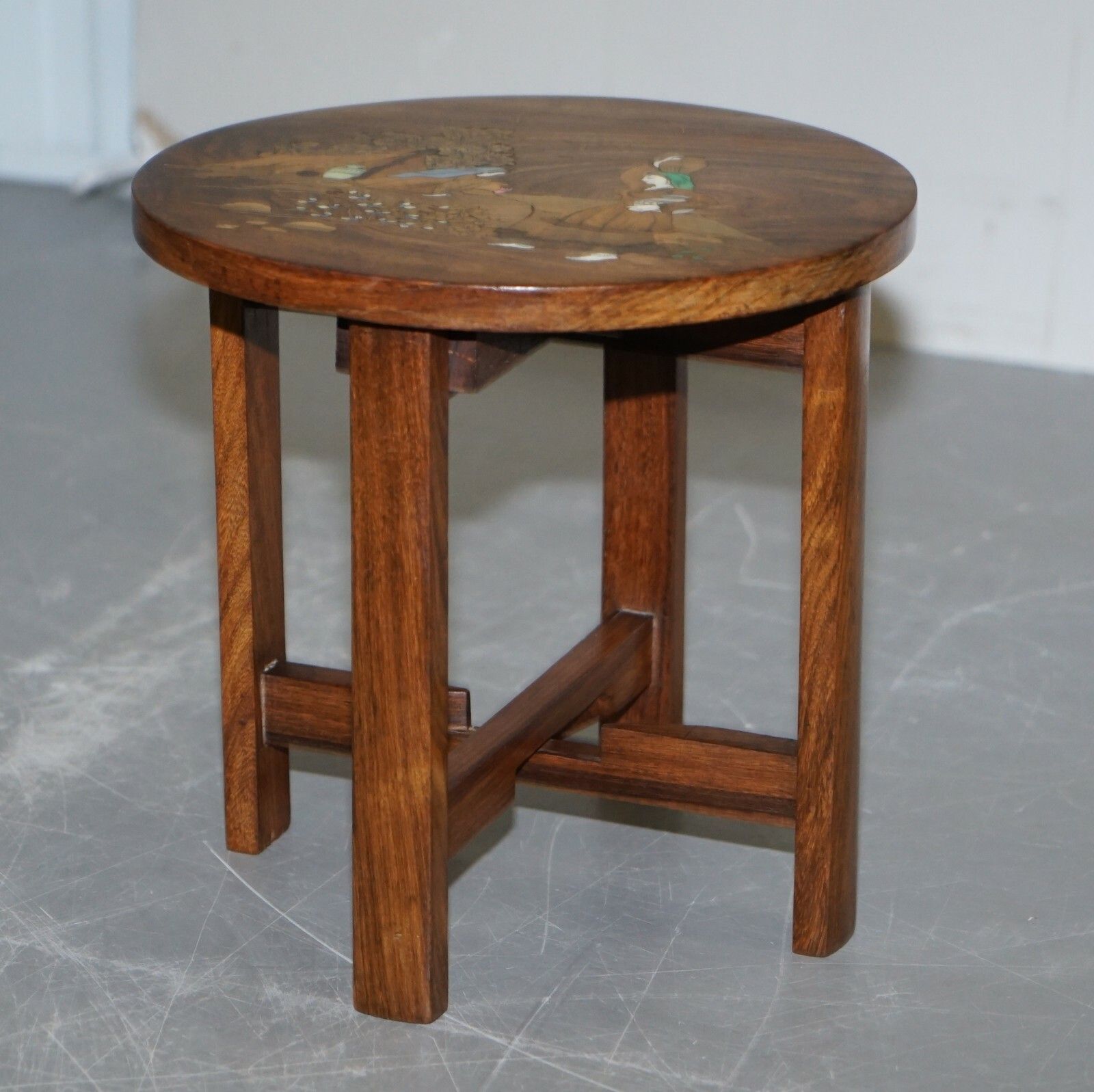 Antique Japanese Shibayama Inlaid Rural Colelcting Water Jug Rosewood Side Table photo vintage