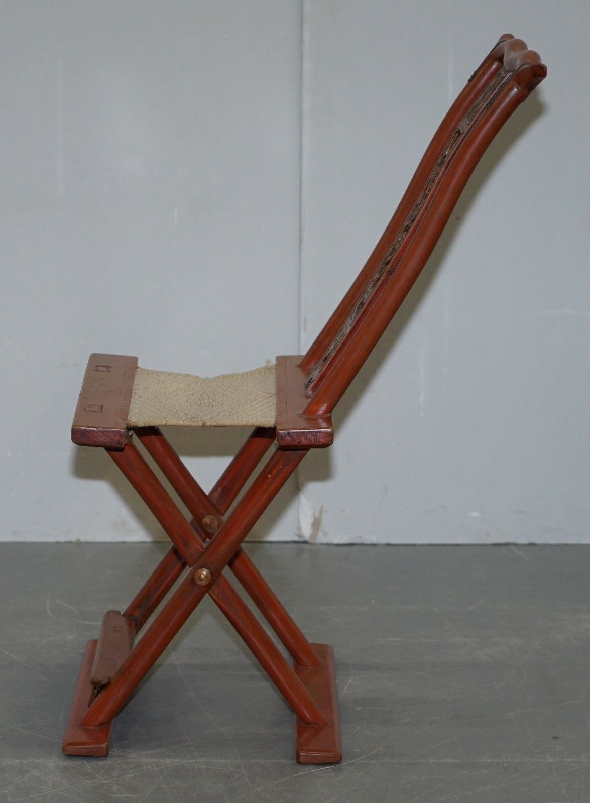 750.0 Antique Chinese Circa 1900  1920 Export Folding Occasional Chair Nice Carvings photo