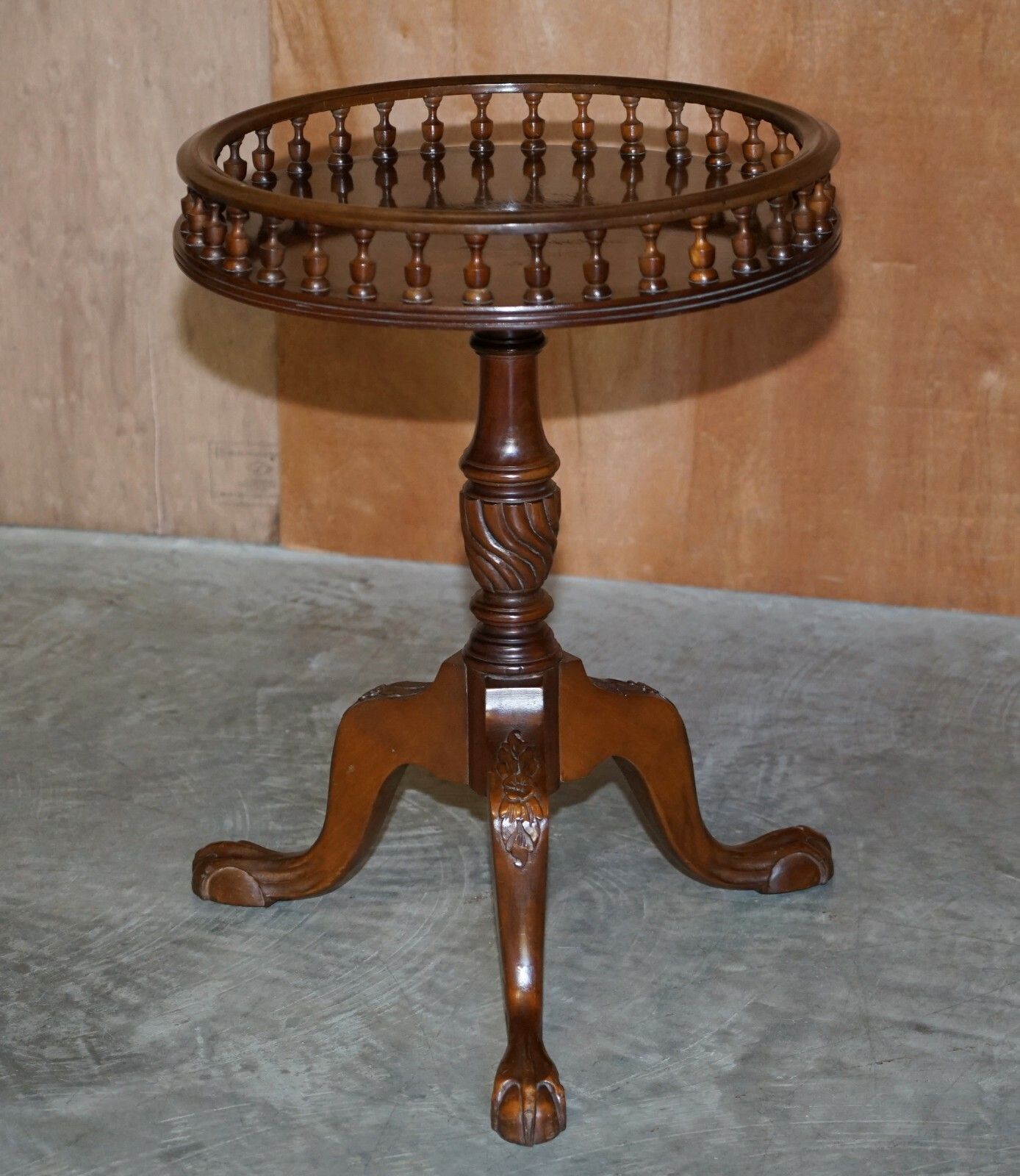photo for sale Lovely Flamed Mahogany Gallery Rail Side With Claw & Ball Feet Regency Style