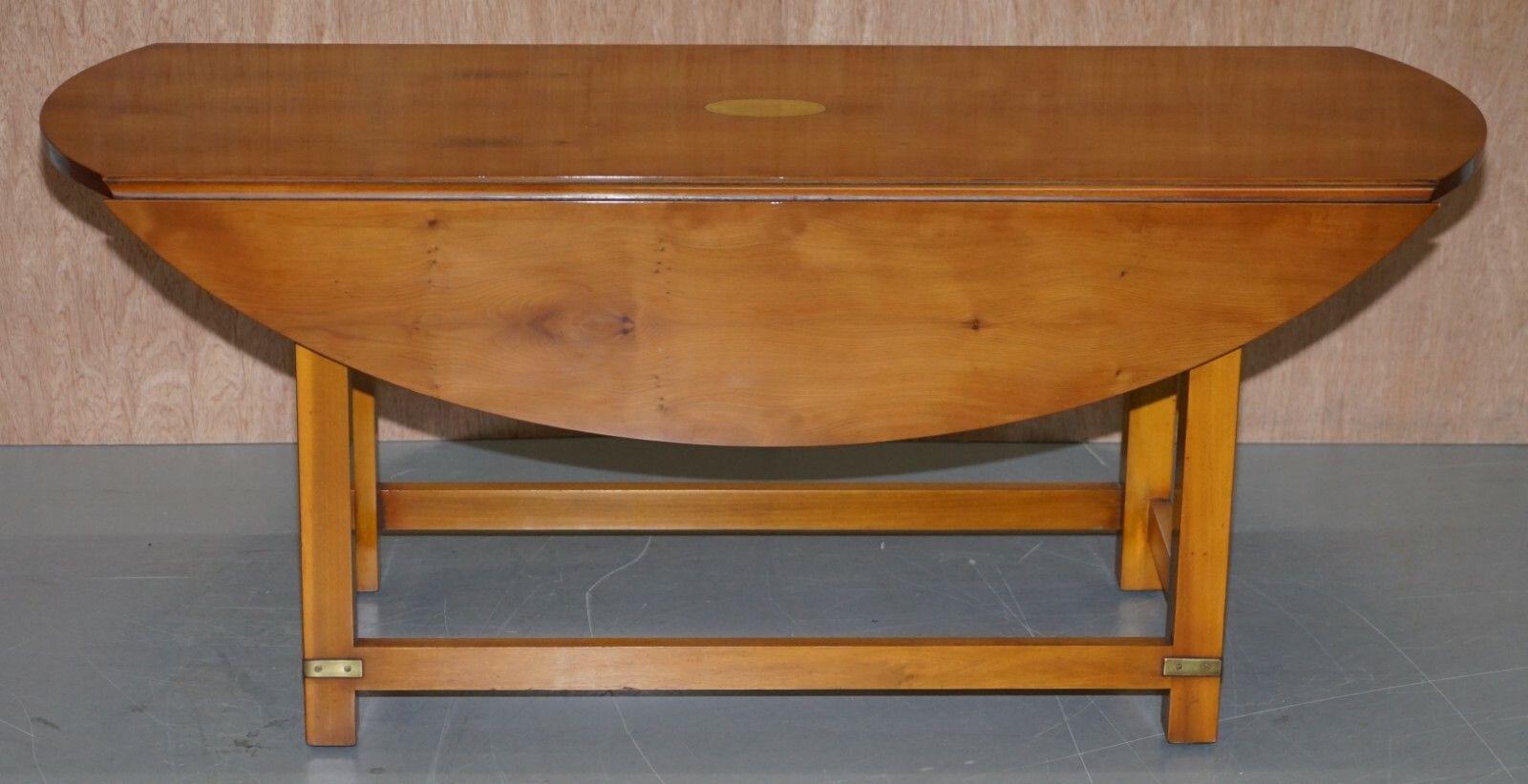 photo for sale Workshop New Bevan Funnell Burr Yew Wood Extending Oval Campaign Coffee Table