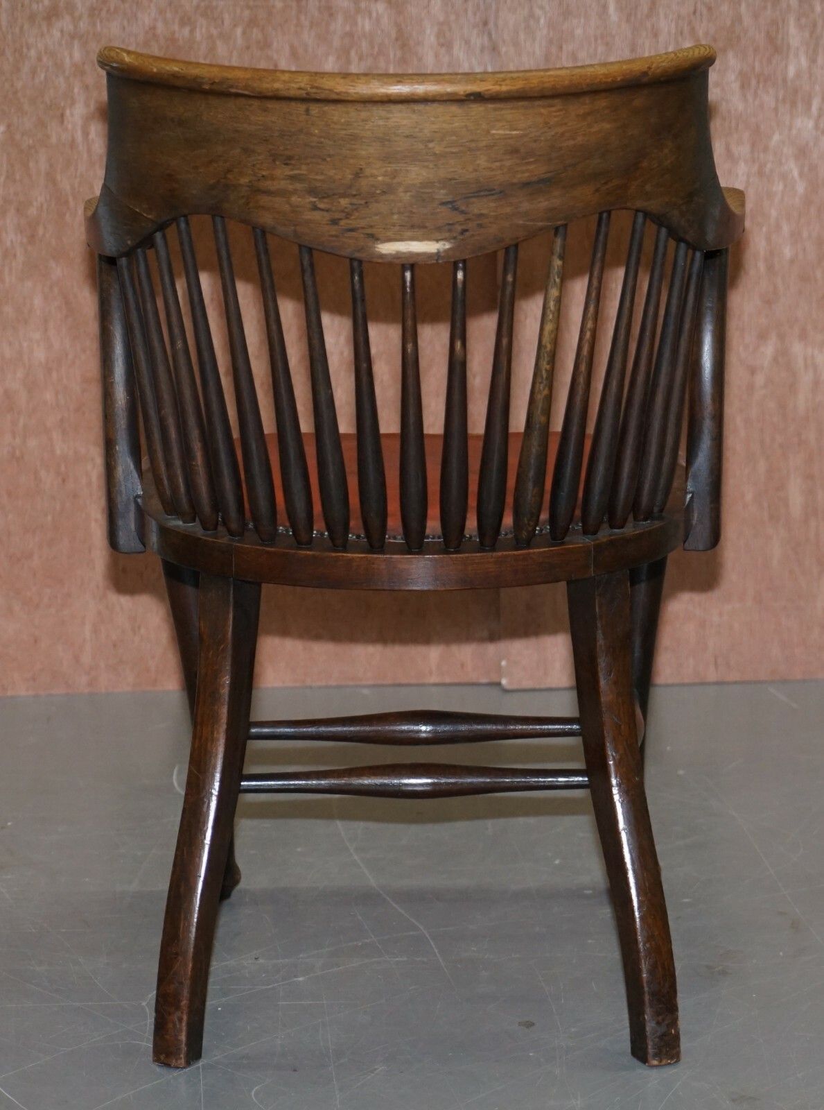 photo for sale Lovely Antique English Edwardian Ralph Johnson Oak Captains Office Desk Armchair