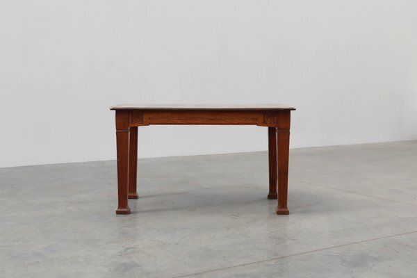 photo for sale Art Deco Dining Table In Oak With Carved Frieze, 1920s