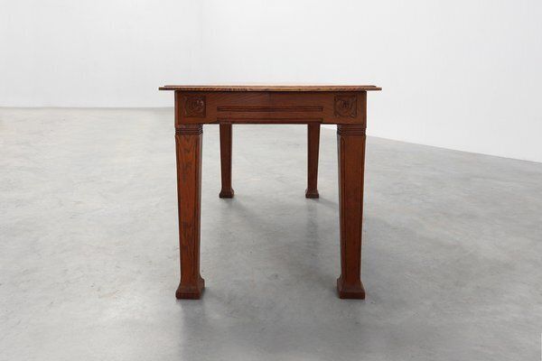 photo buy Art Deco Dining Table In Oak With Carved Frieze, 1920s