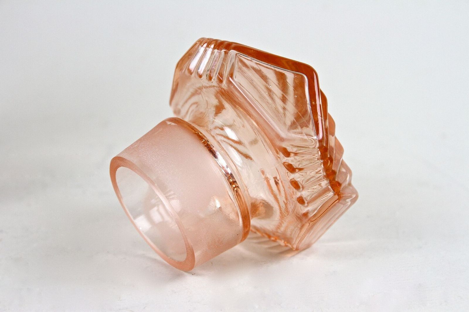photo furniture 20th Century Art Deco Glass Decanter Set Of Seven, Coral Colored, At Ca. 1920