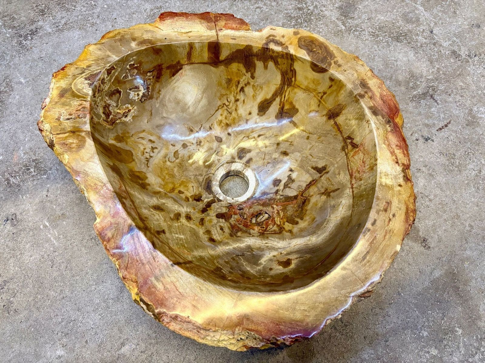 Petrified Wood Sink In Beige/ Brown/ Yellow Tones, Top Quality, Idn 2025 photo 1640.0