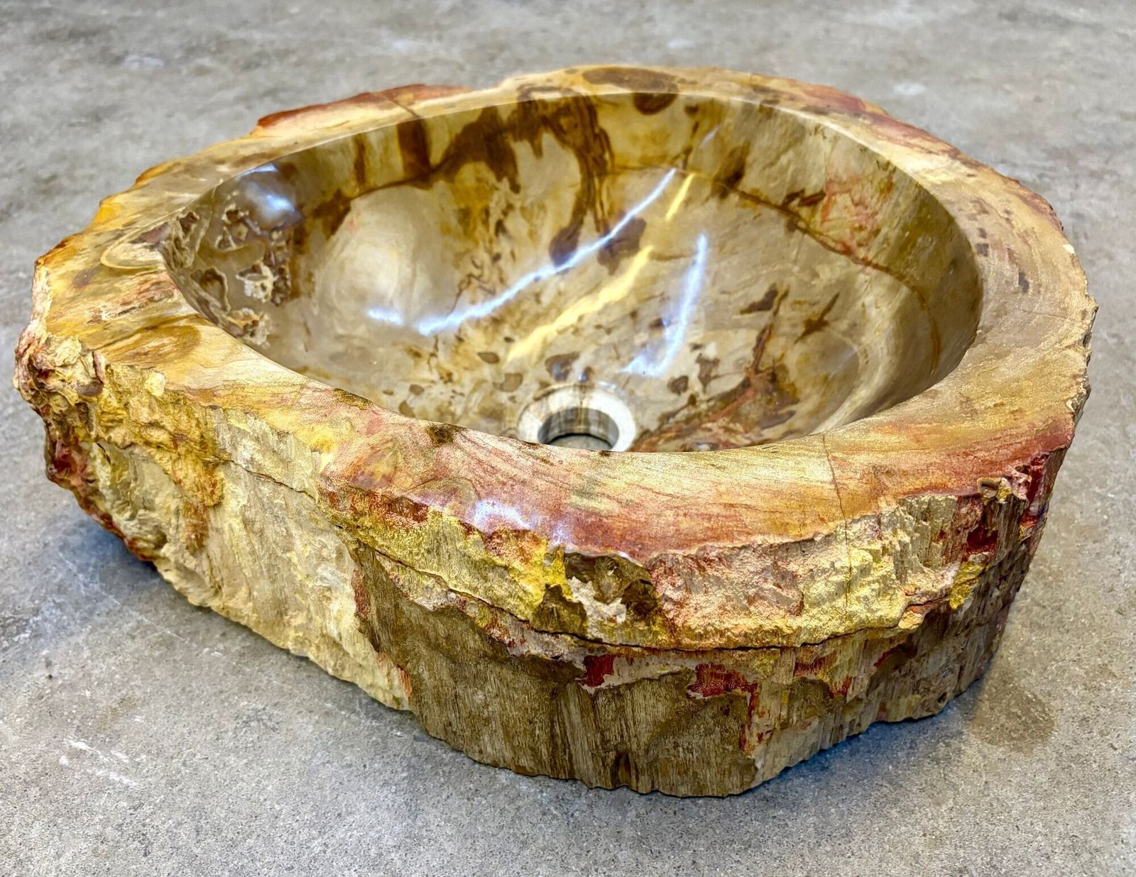 Petrified Wood Sink In Beige/ Brown/ Yellow Tones, Top Quality, Idn 2025 photo vintage