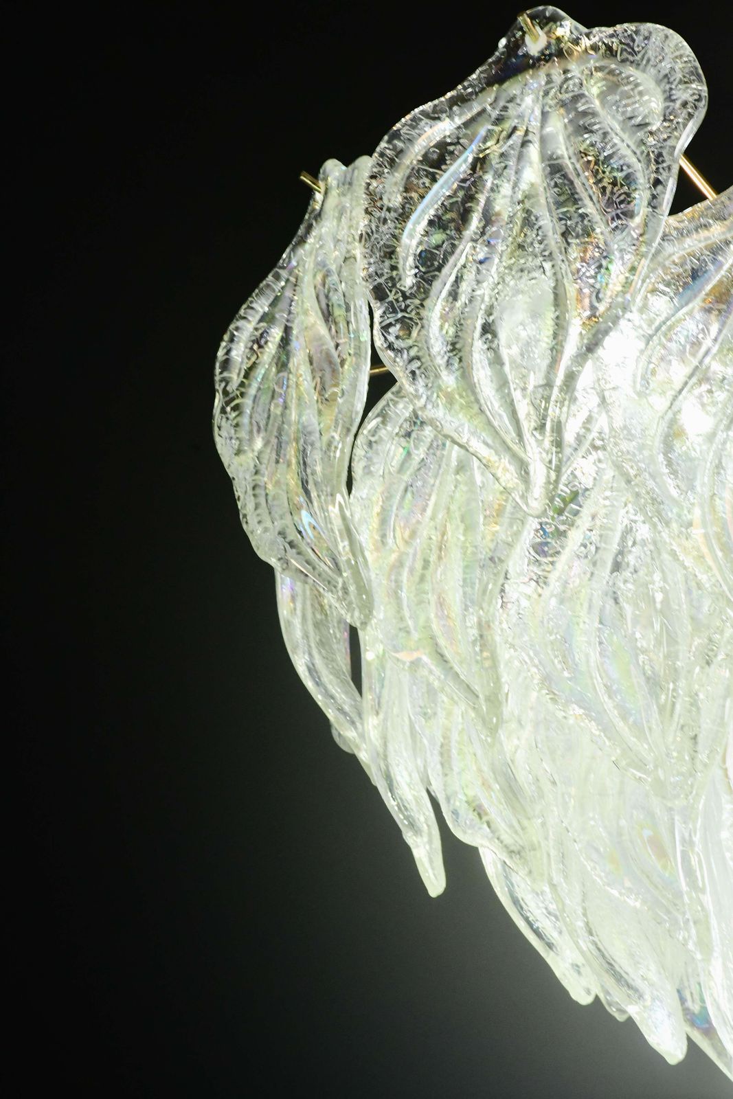 photo for sale Amazing Large Murano Glass Rainbow Leaves Chandelier