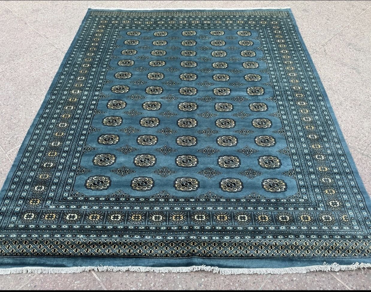 Denim Blue Bokhara Rug 8x10, Late 20th Century photo buy