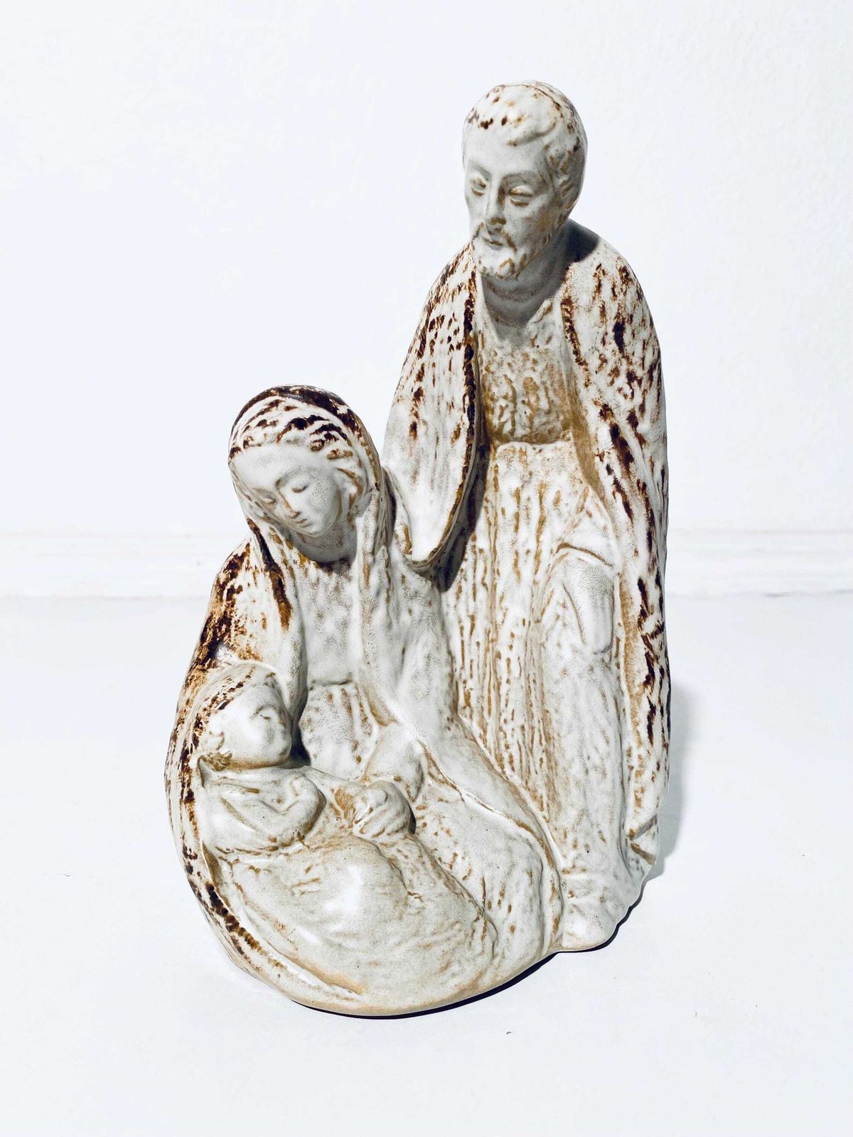 Wgp Langerwehe Ceramic Crib Nativity Mother Mary Joseph Jesus Relief / Kuckertz & Rennertz photo furniture