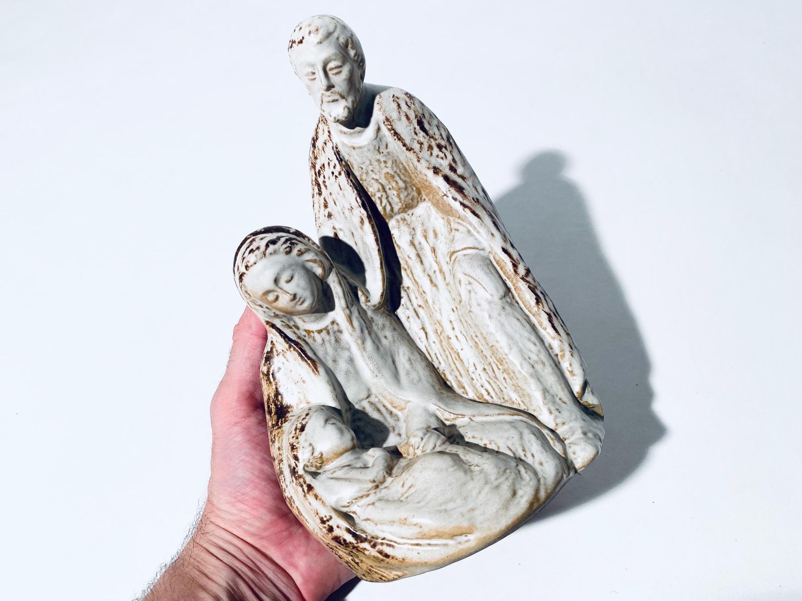 Wgp Langerwehe Ceramic Crib Nativity Mother Mary Joseph Jesus Relief / Kuckertz & Rennertz photo vintage
