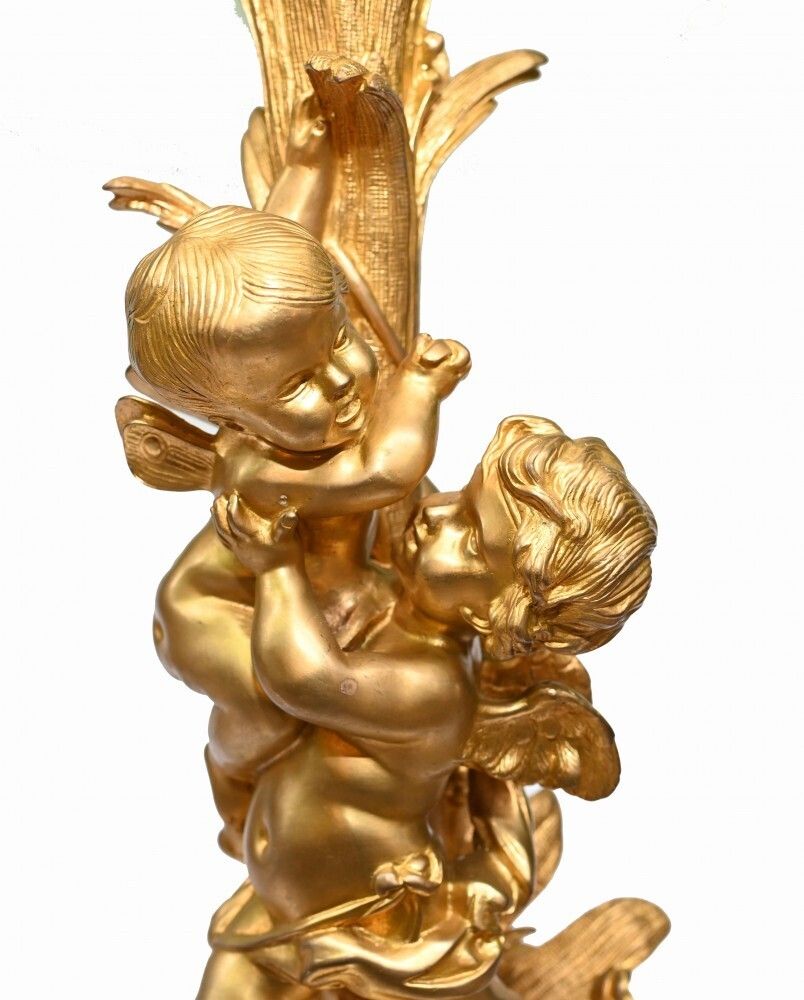 Pair French Gilt Cherub Candelabras Clodion 1880 photo for sale