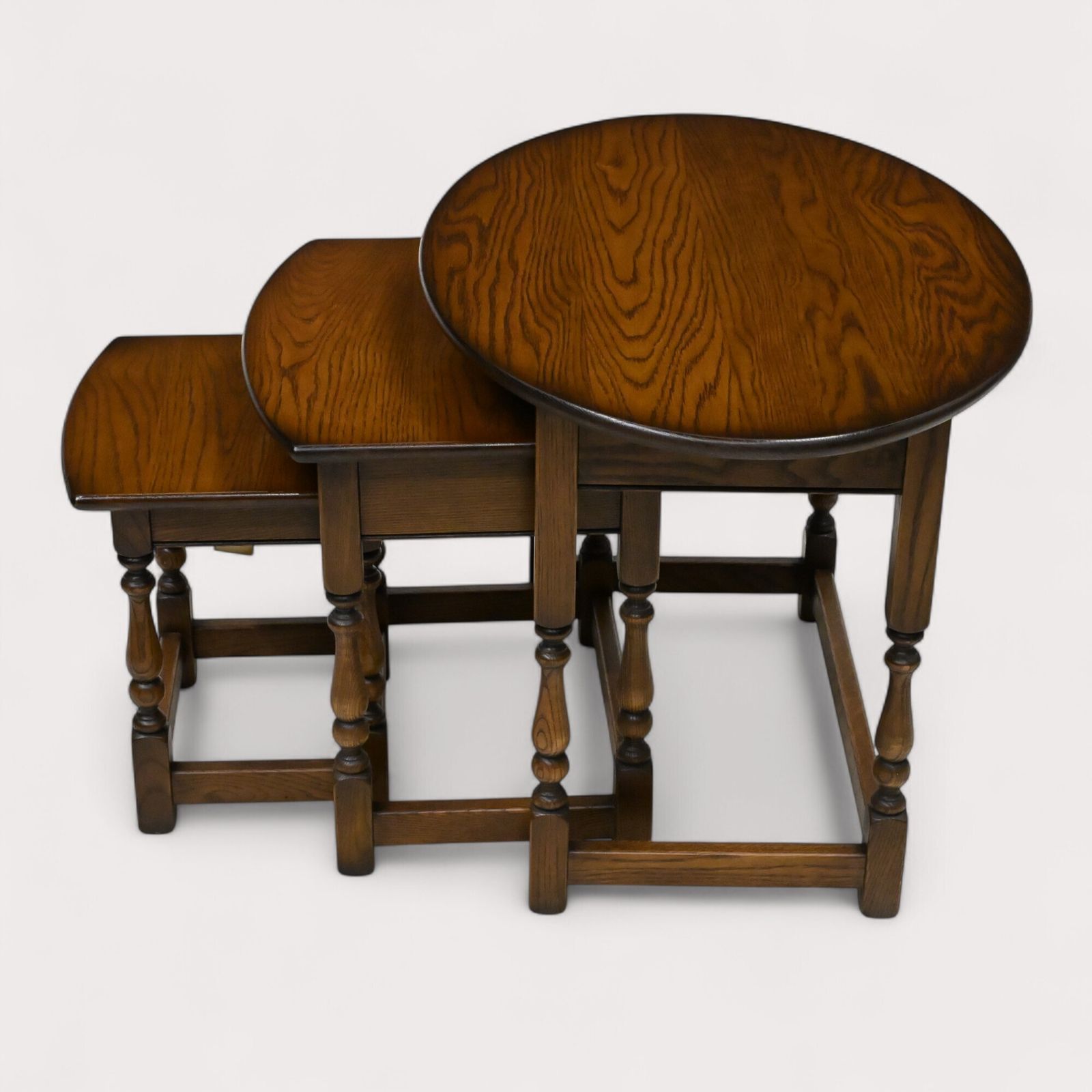 Old Charm Oval Nest Of Tables In Light Oak Model 1990 Vgc Free Uk Delivery* photo buy