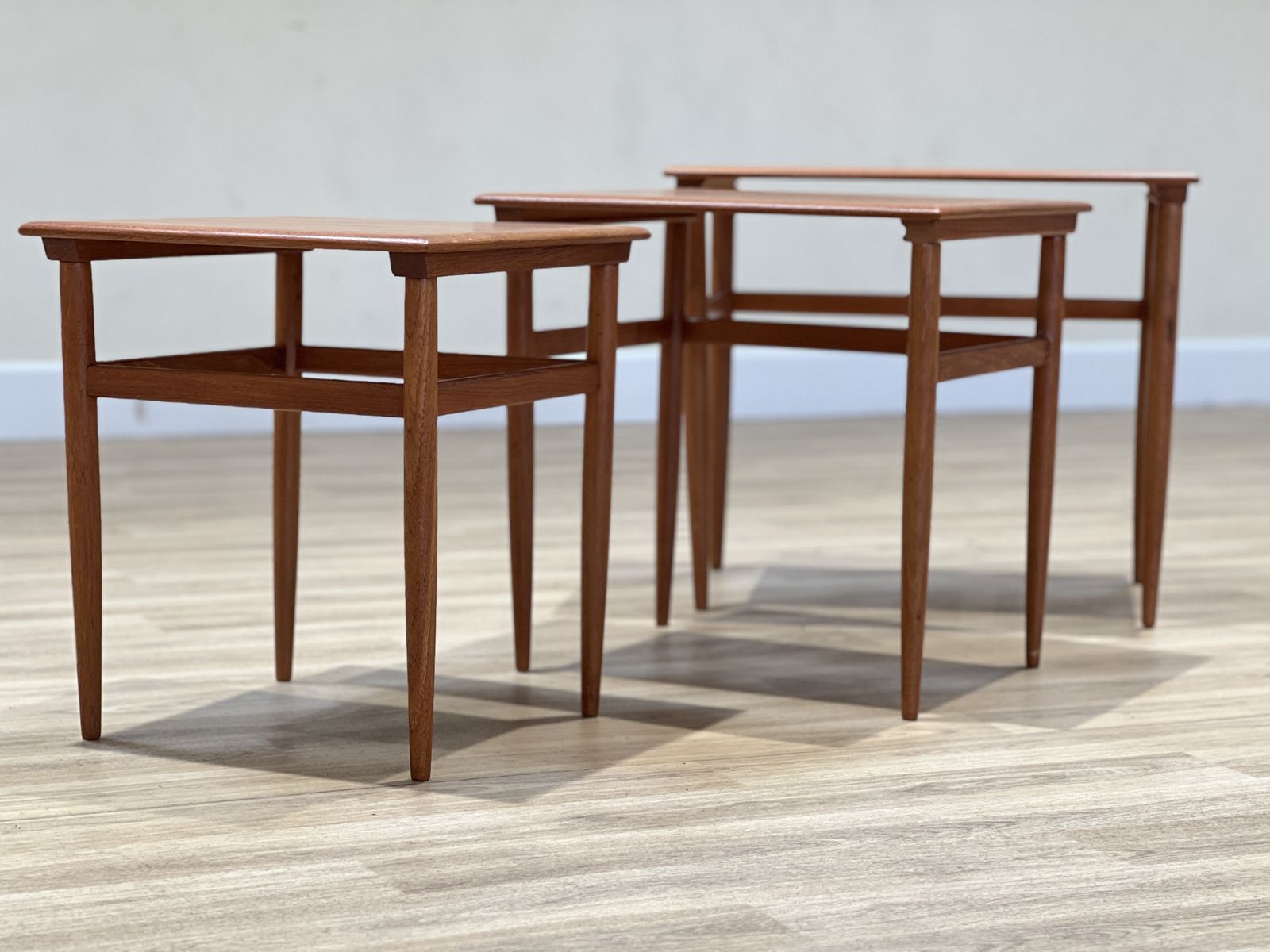 Set Of Three Danish Teak Nesting Tables By Johannes Andersen, 1960s photo for sale