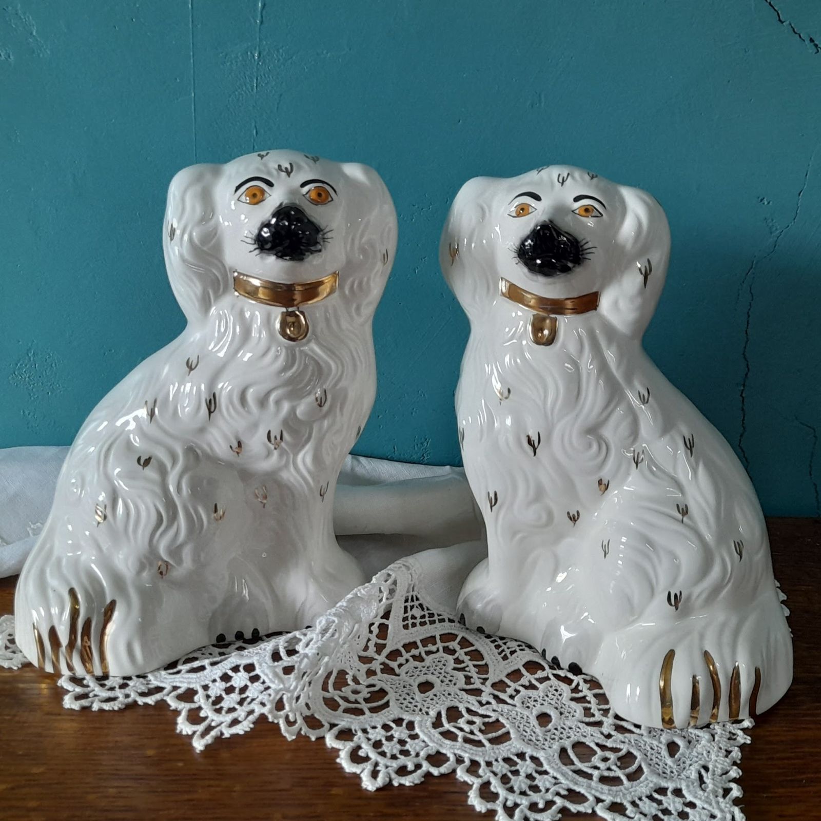 Vintage Staffordshire 8" Wally Dogs   Pair Of Royal Doulton Beswick Spaniels   1378 5