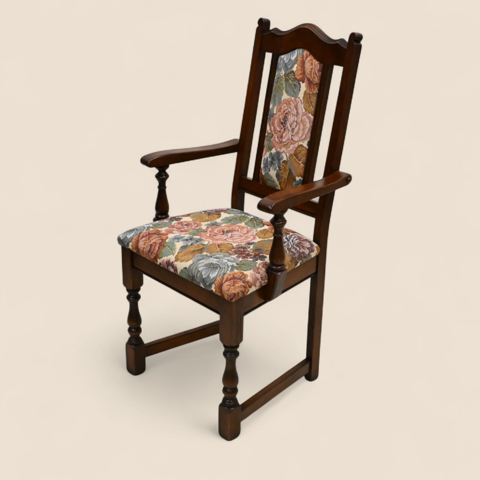 photo furniture 6 Old Charm Dining Chairs Upholstered Tudor Brown Frames Free Uk Delivery*
