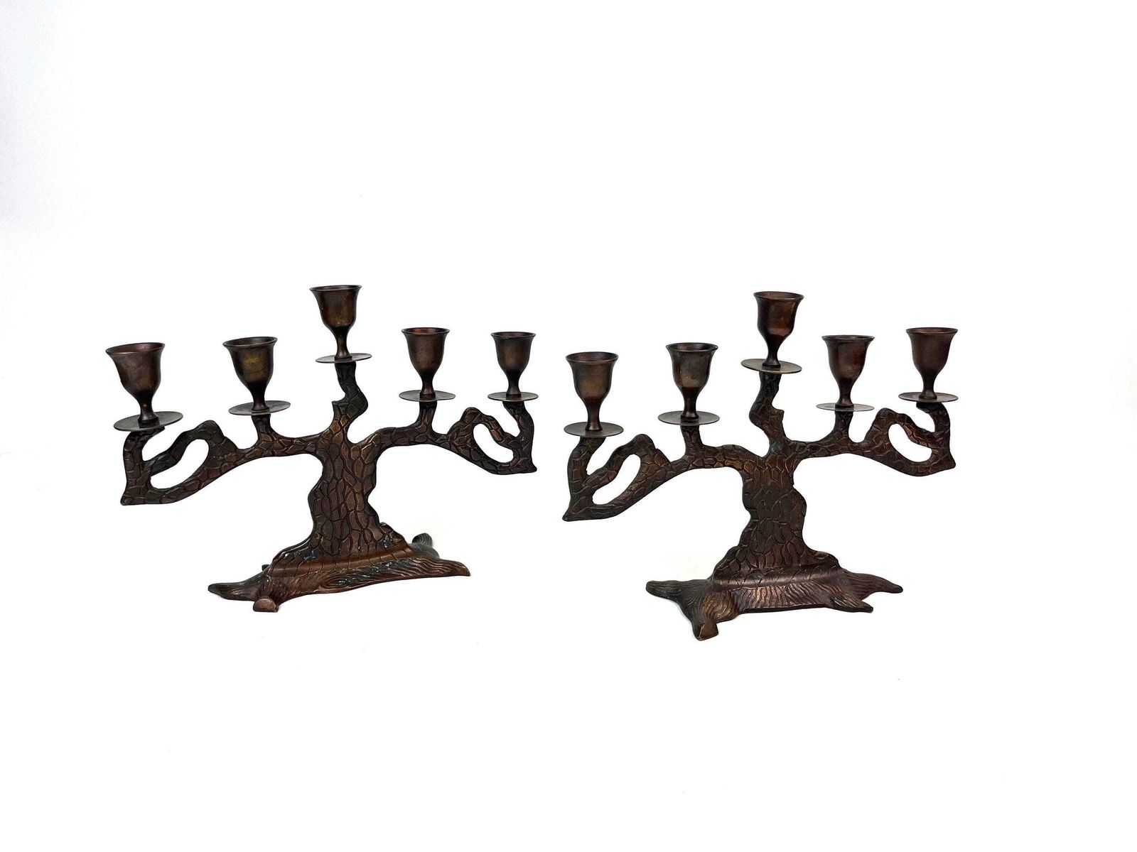 Stunning Pair Mid Century Anthroposoph Organic Tree Shaped Candle Holders Candlesticks photo buy