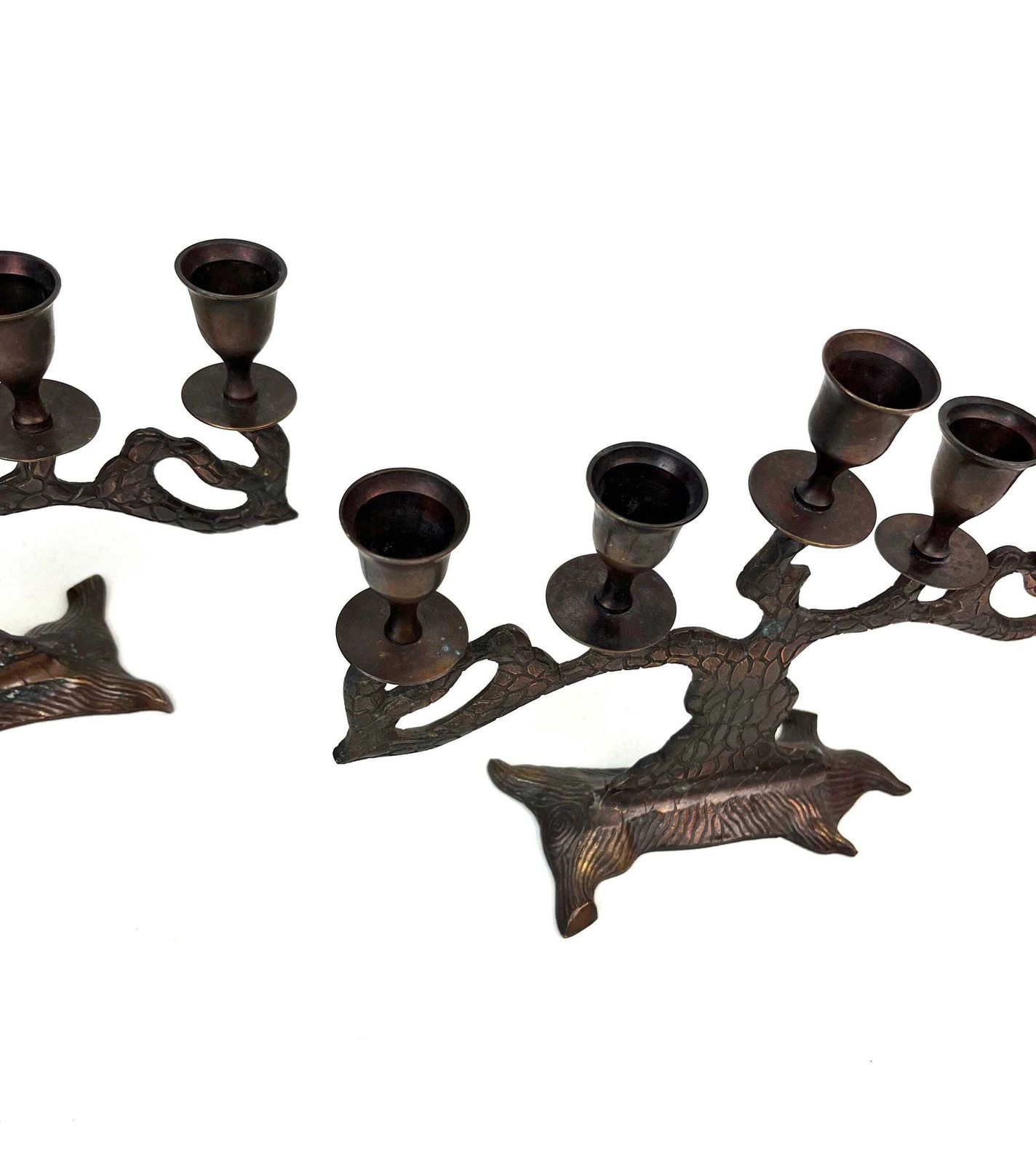 Stunning Pair Mid Century Anthroposoph Organic Tree Shaped Candle Holders Candlesticks photo vintage