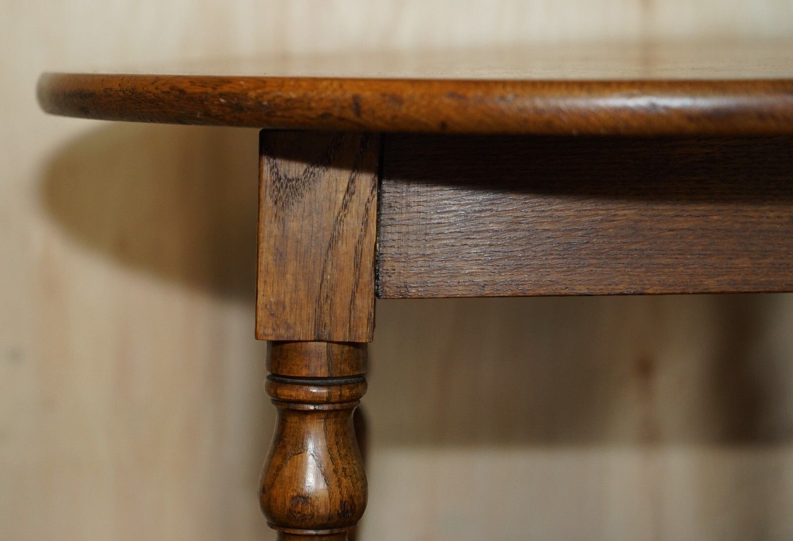Lovely Circa 1900 English Oak Side Table With Turned Legs And A Nice Rich Patina photo vinterior