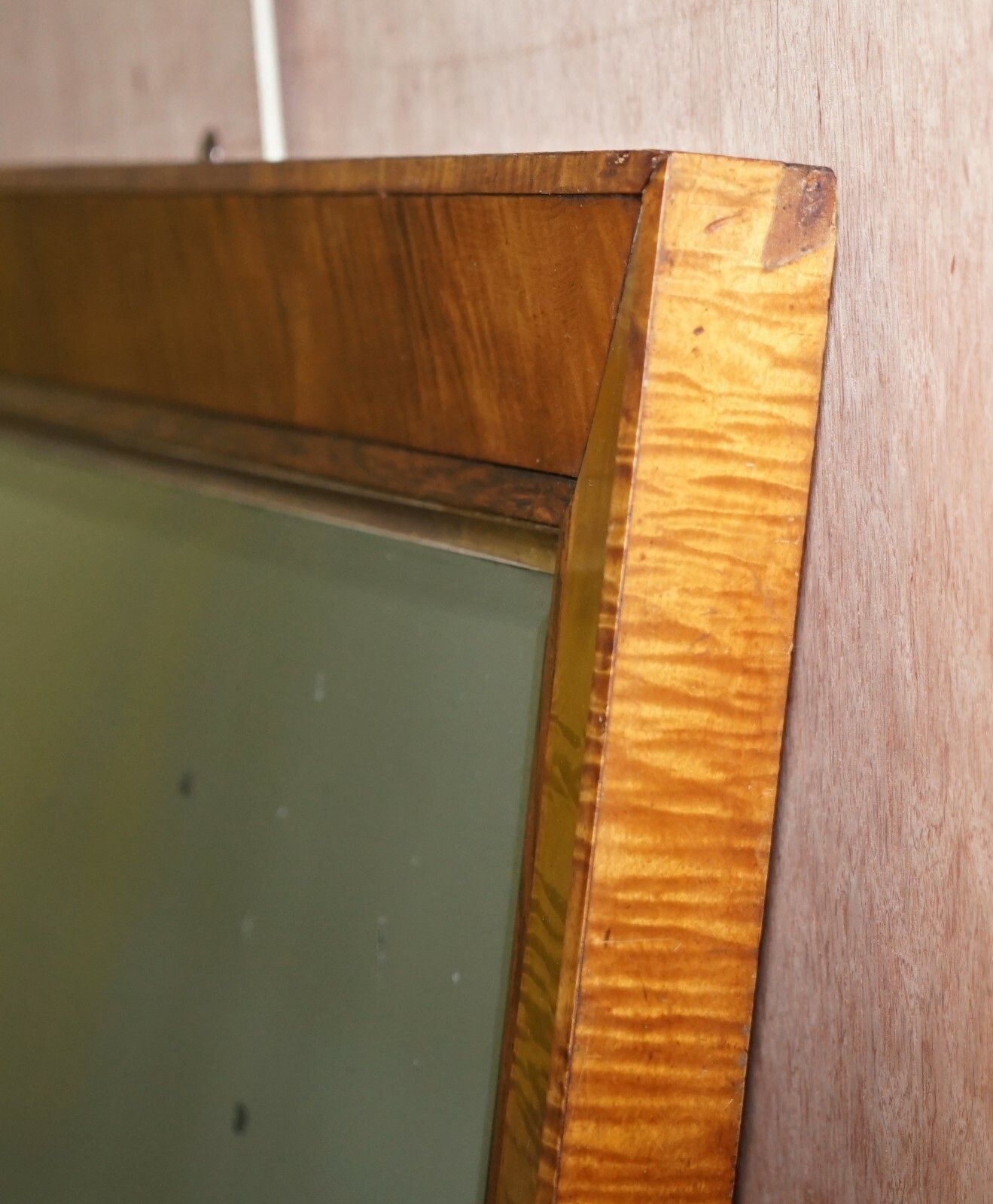 photo for sale Victorian Maple Framed Wall Mirror Lovely Bevelled Timber And Distressed Glass