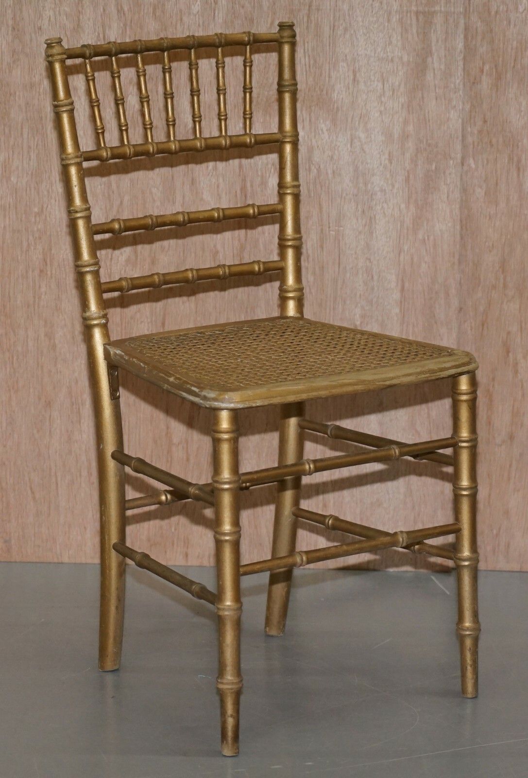 Pair Of Edwardian Giltwood Famboo Regency Style Bergere Chairs With Gold Gilding photo furniture