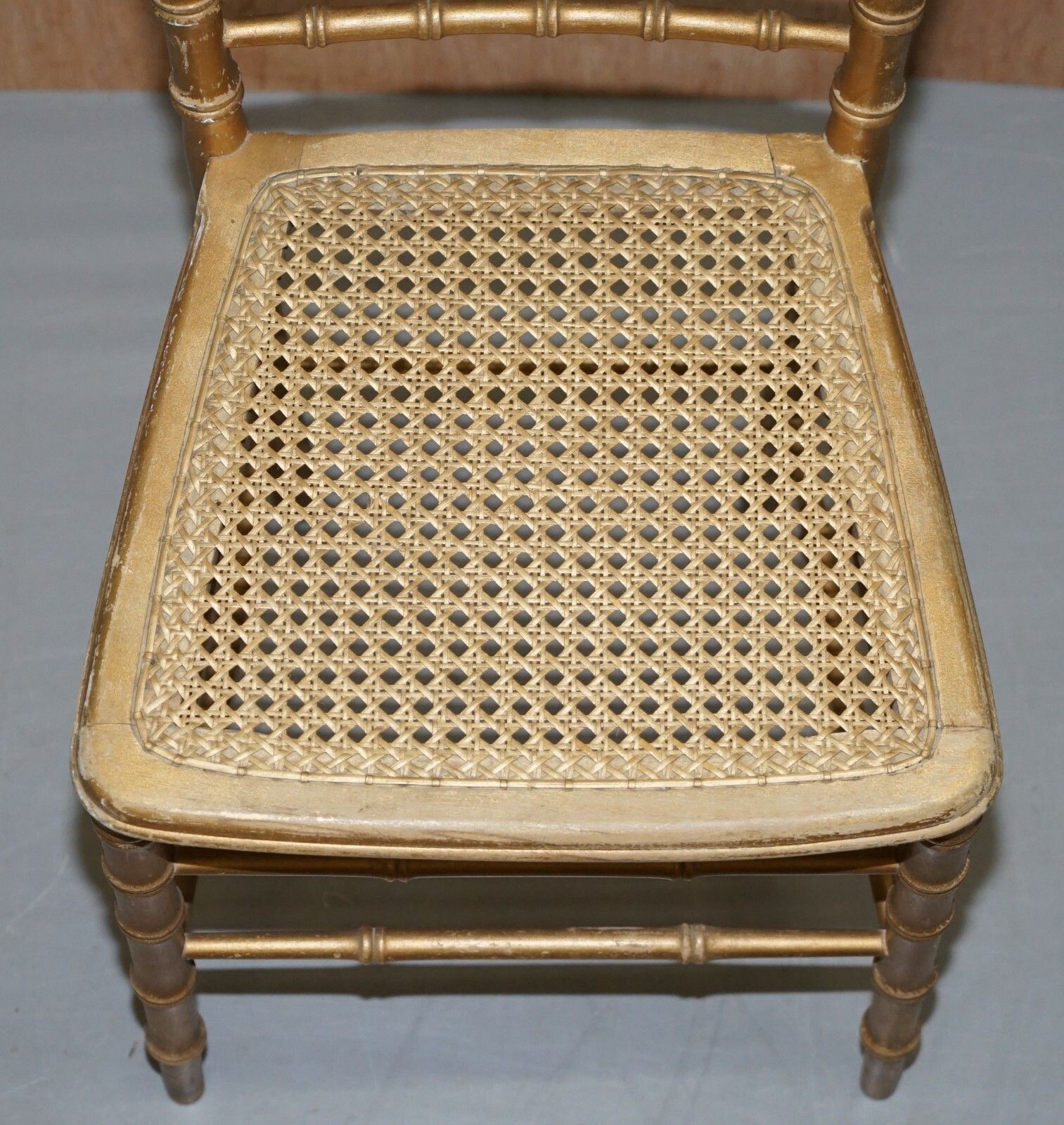 Pair Of Edwardian Giltwood Famboo Regency Style Bergere Chairs With Gold Gilding photo 650.0