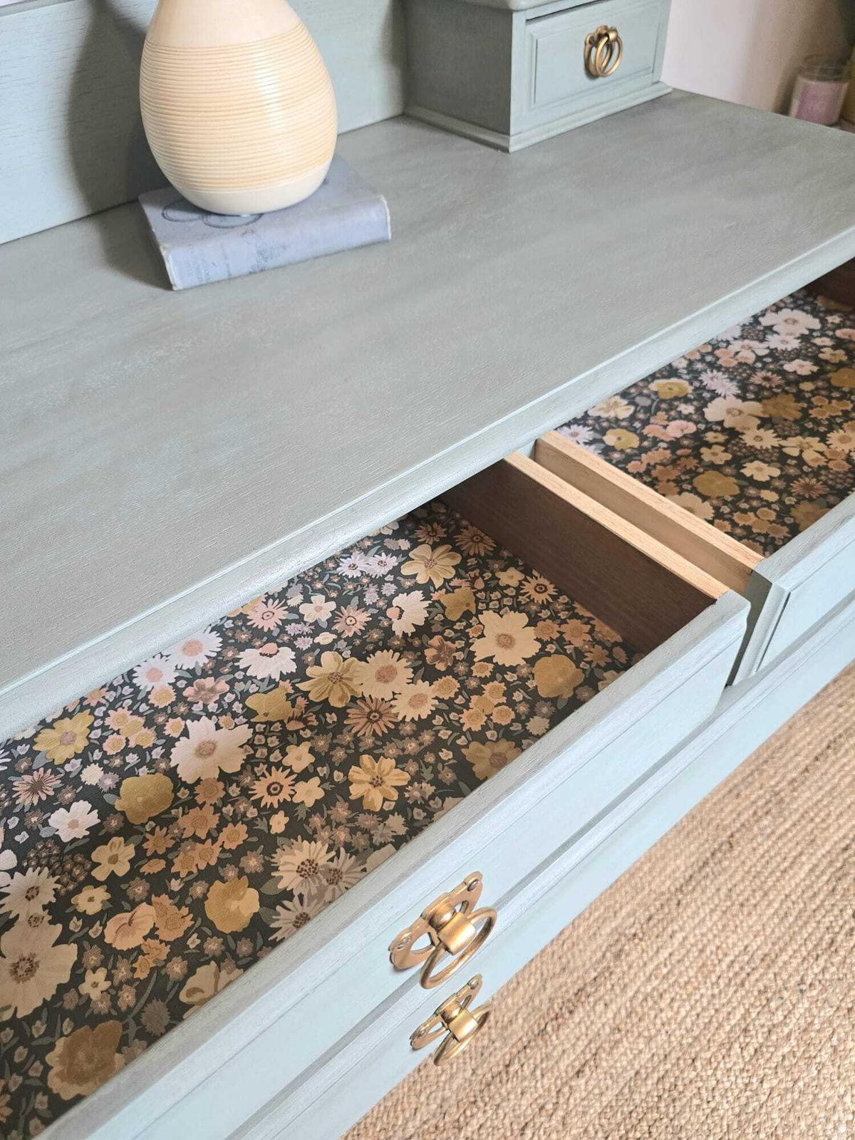 photo for sale Edwardian Chest Of Drawers, Dresser With Bevelled Mirror.  Hand Painted In Fusion French Eggshell