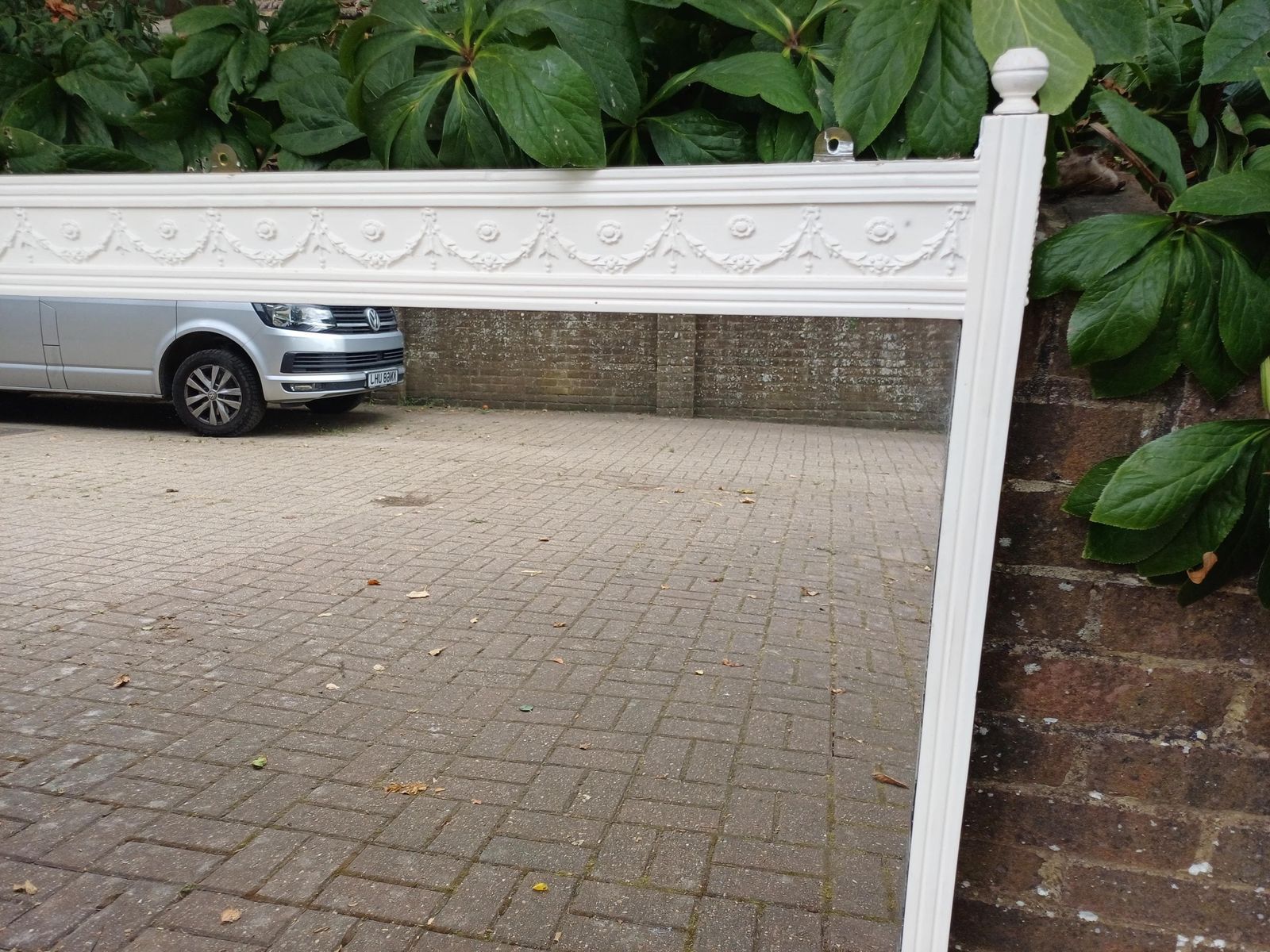 Enormous Victorian Overmantel Mirror C.1880–1900, White Painted Frame With Gesso Swag & Rosette Decoration, Grand Antique photo buy
