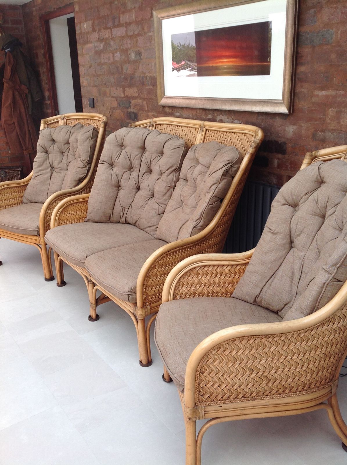 Conservatory Suite, Leather Bound Cane Furniture photo furniture